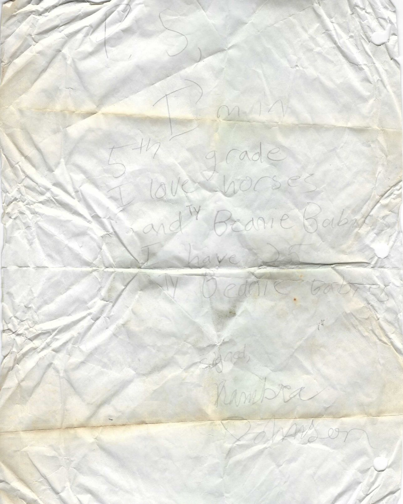 Kambra Johnson's letter